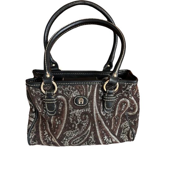 Vintage Y2K Etienne Aigner Jacquard Tapestry Paisley Print Mini Bag - Picture 1 of 8